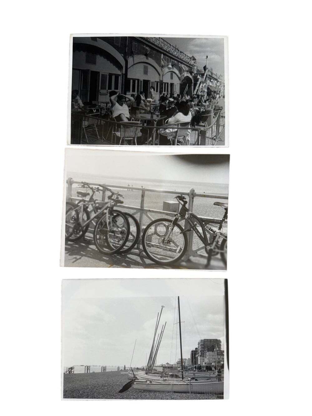 Vintage Brighton beach UK 35mm film  Snapshot Photo Lot boat people pier bikes